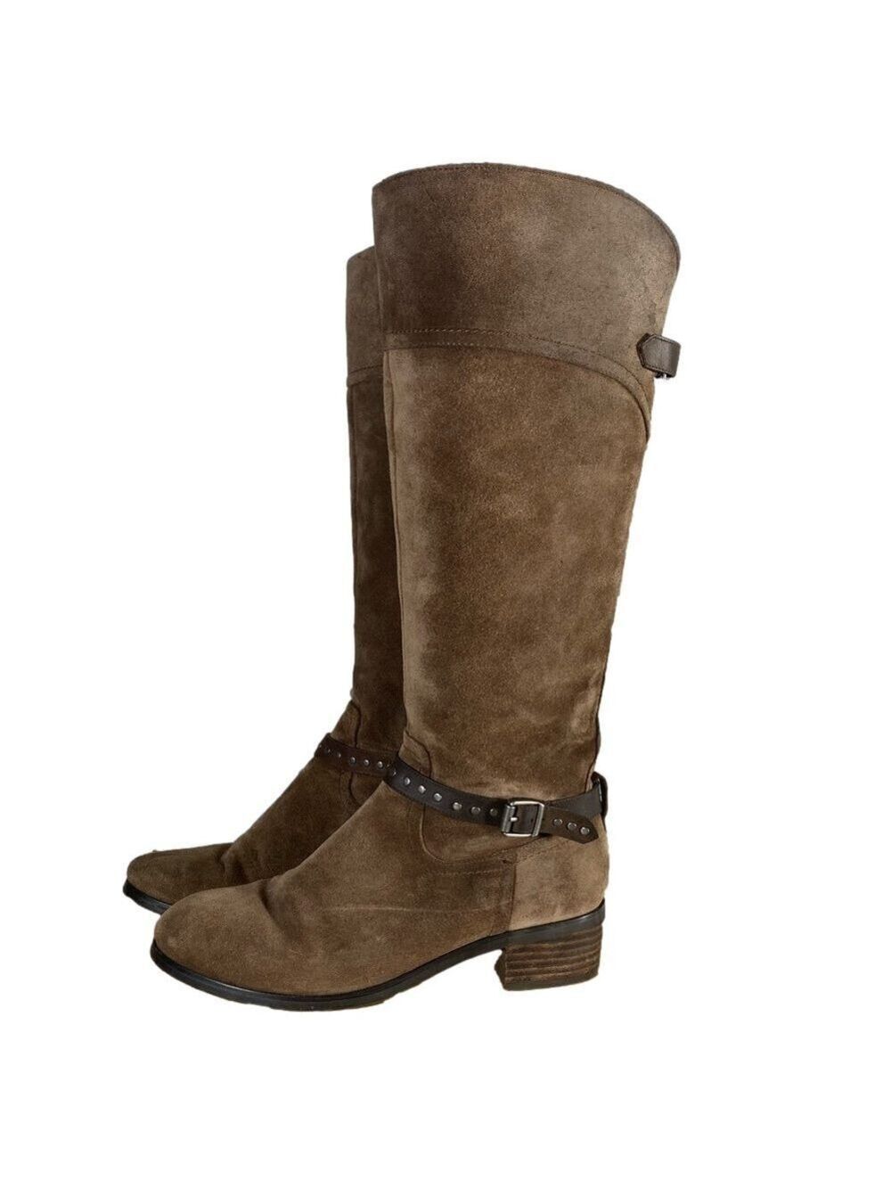 Marc Fisher Women’s Calf Suede Tall Shaft Boots Size 7.5M TINI Brown Tan Boho